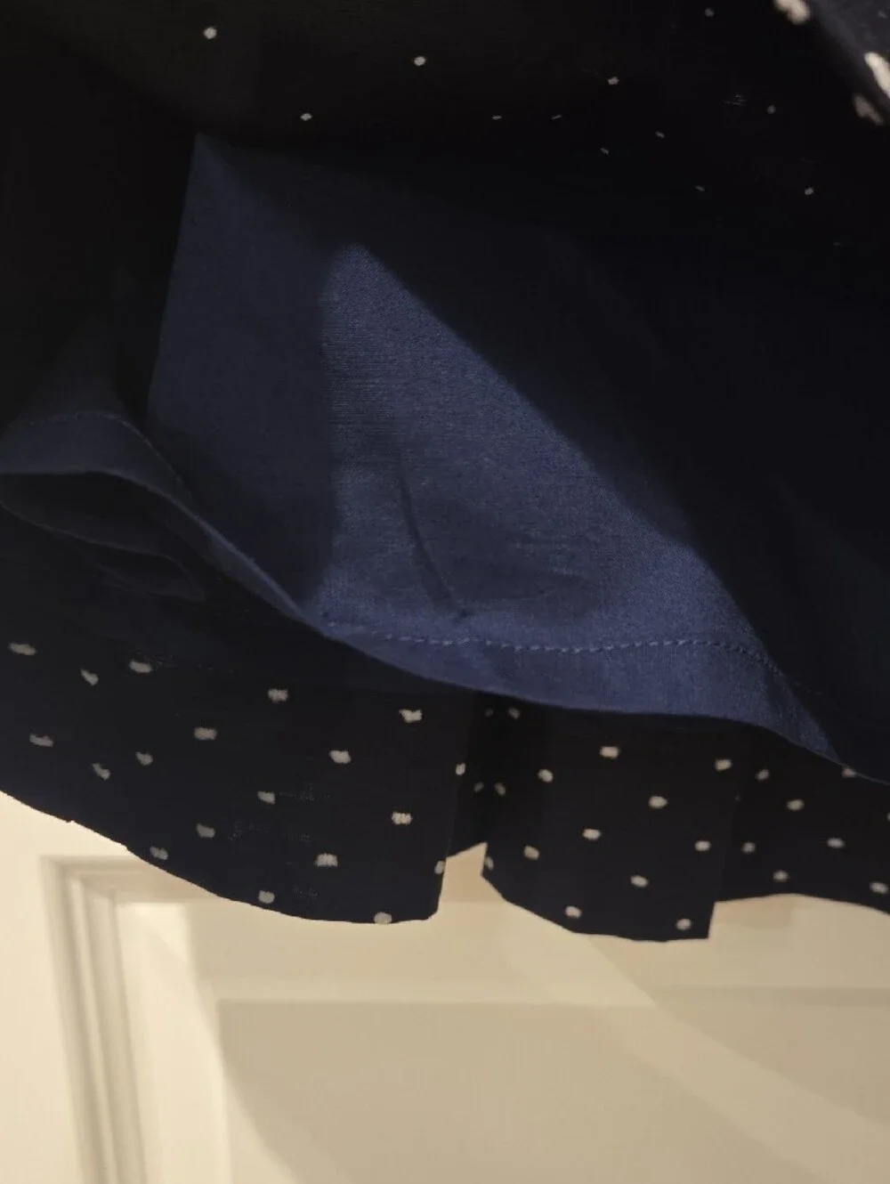 J. Crew Navy Skirt with White Dot Print